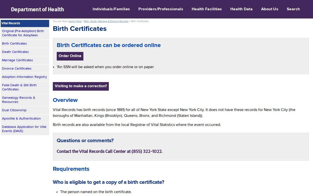 Rockland County residents directory New York birth record access